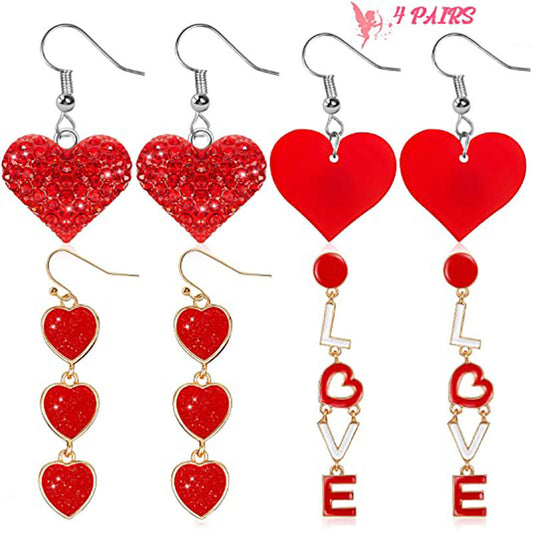 New Dripping Oil Full Diamond European And American Love Earrings Cross-border Amazon Heart Valentine's Day Accessories Earrings Love Letters