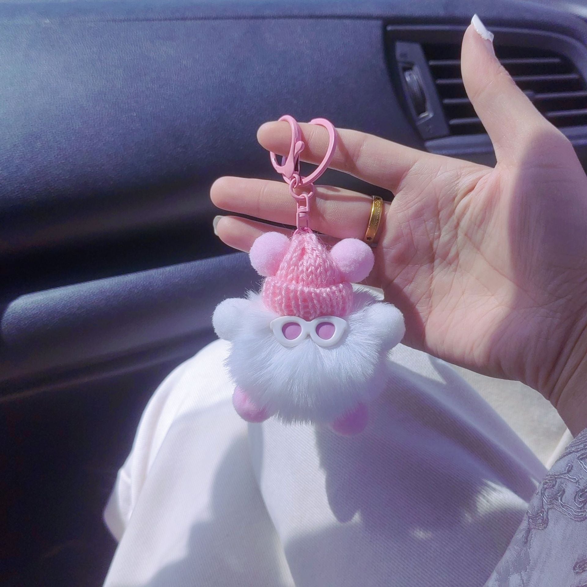 Cute Rex Rabbit Fur Small Coal Ball Bag Pendant Ugly Things Bag Doll Pendant Cartoon Doll Car Keychain