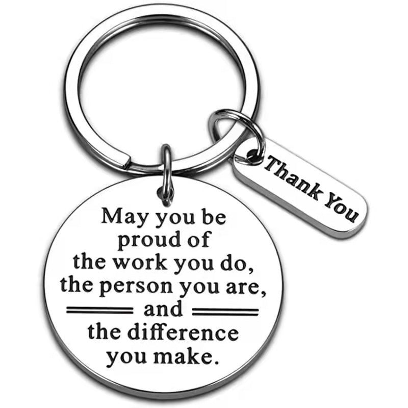 Stainless Steel Keychain Send Family Friends Colleagues Thanksgiving Inspirational Gifts