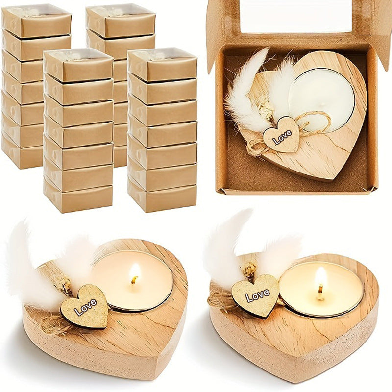 Wooden Love Candle Holder Gift Wedding Commemorative Gift Wooden Candle With Dried Flowers Thanksgiving Day Valentine's Day Wood