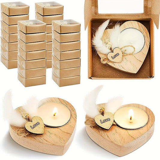 Wooden Love Candle Holder Gift Wedding Commemorative Gift Wooden Candle With Dried Flowers Thanksgiving Day Valentine's Day Wood