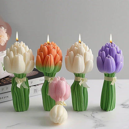 Korean-style Flower Bud Holding Scented Candle Tulip Flower Bouquet Candle Hand-held Wedding Ceremony