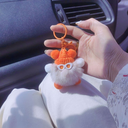 Cute Rex Rabbit Fur Small Coal Ball Bag Pendant Ugly Things Bag Doll Pendant Cartoon Doll Car Keychain