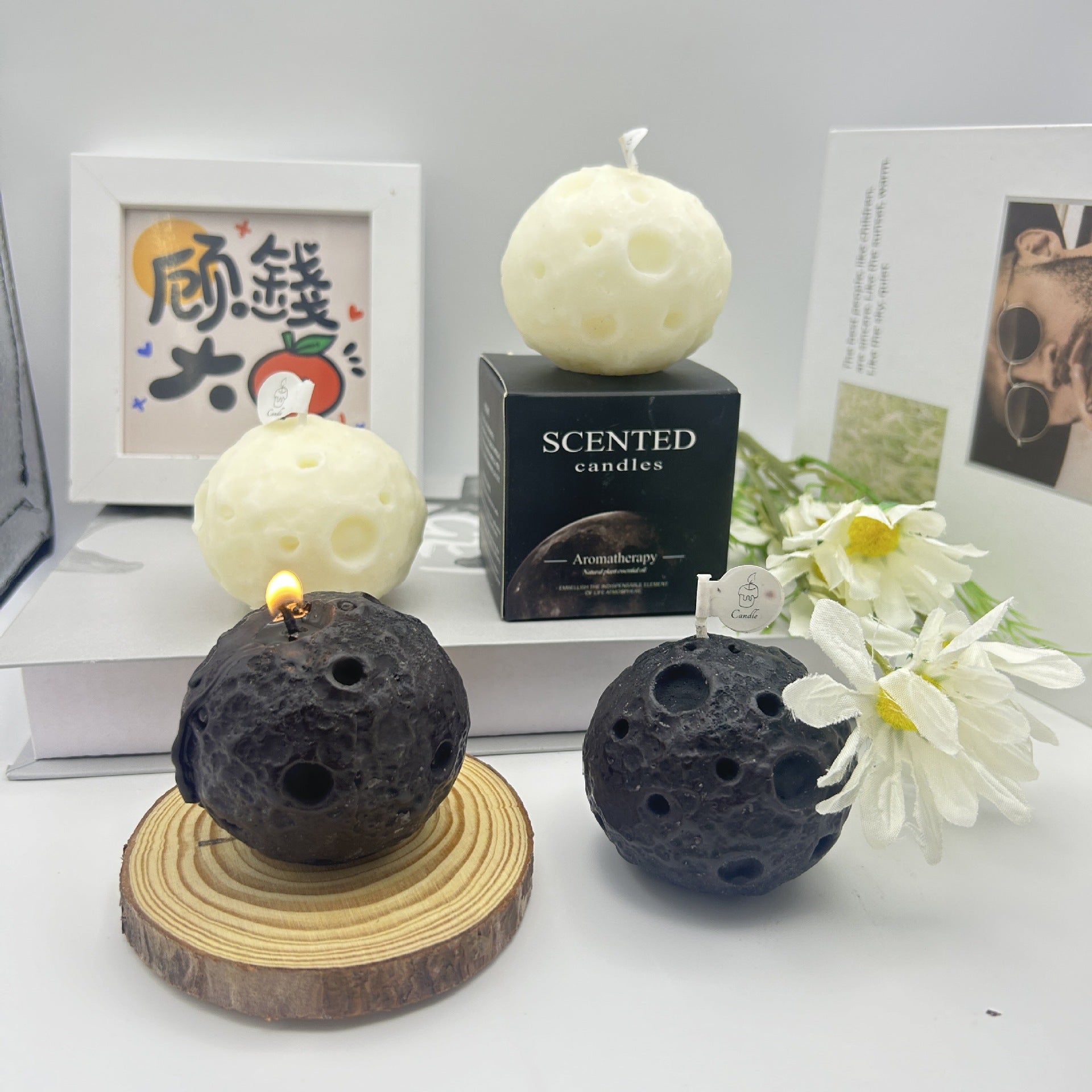 Moon Scented Candles Wholesale Mid-Autumn Festival Creative Hand Gift Candle Black Shape Scented Candles