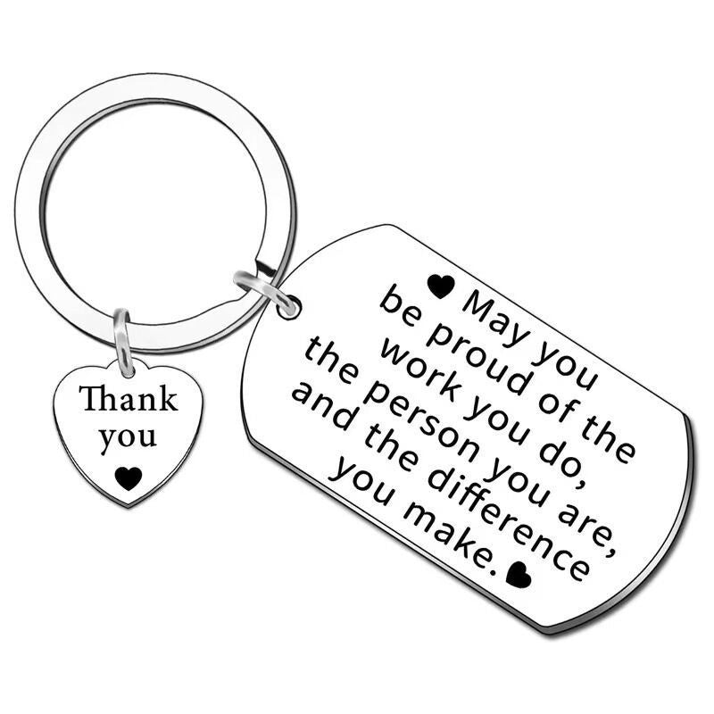 Stainless Steel Keychain Send Family Friends Colleagues Thanksgiving Inspirational Gifts