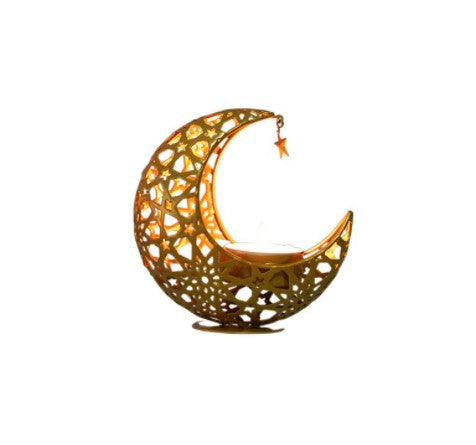 Cross-border Moon Aromatherapy Candlestick Ornaments Crafts Decorative Home Moon Candle Creative Hollow Metal