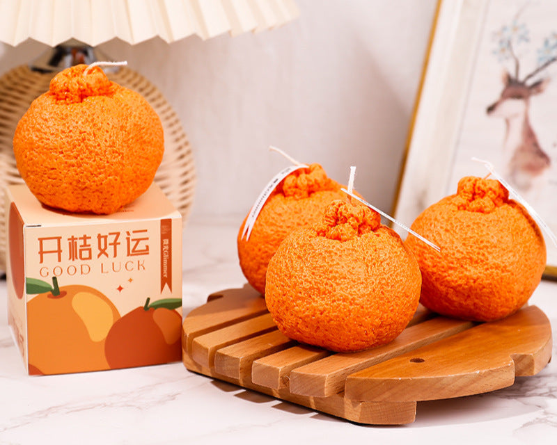 Wholesale Diy Ugly Orange Candle Gift Wedding Aromatherapy Accompanying Gift Big Orange Dali Fruit Shape Creative Candle