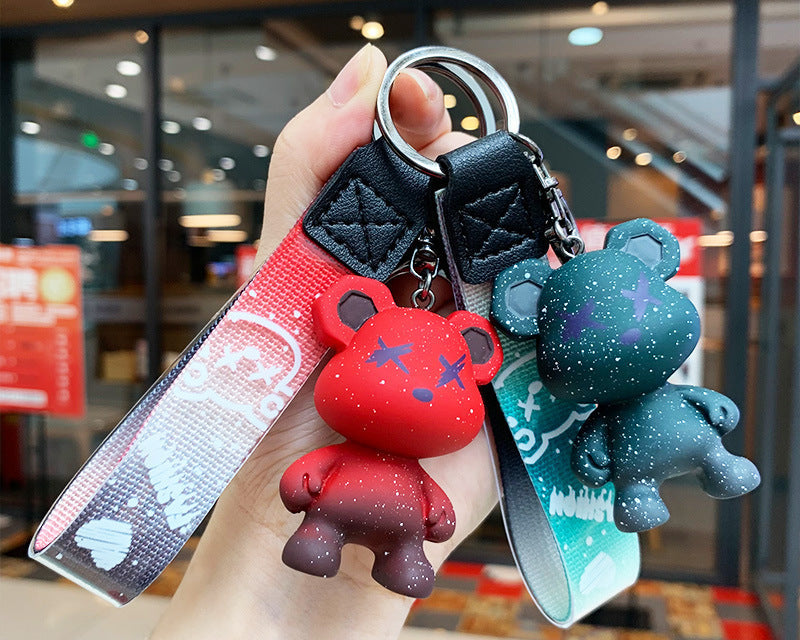 Creative Color Bear Key Chain Pendant Cute Cartoon Couple Car Key Chain Bag Ornaments Small Gifts Wholesale