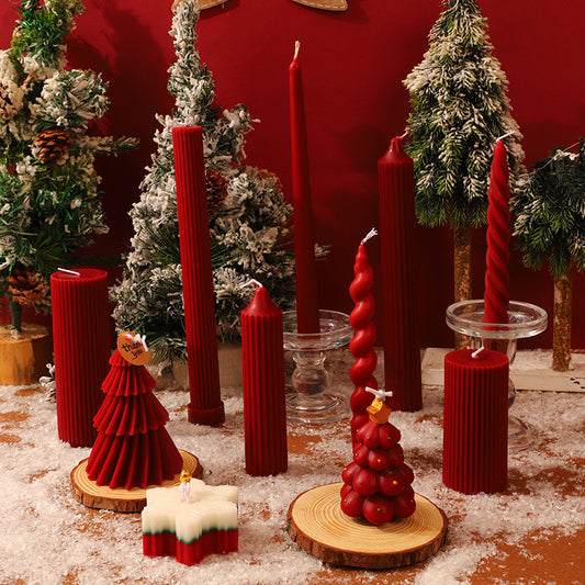 Cross-border Christmas Wine Red Aromatherapy Candle Collection Christmas Tree Shooting Props Atmosphere Decoration Aromatherapy Wholesale