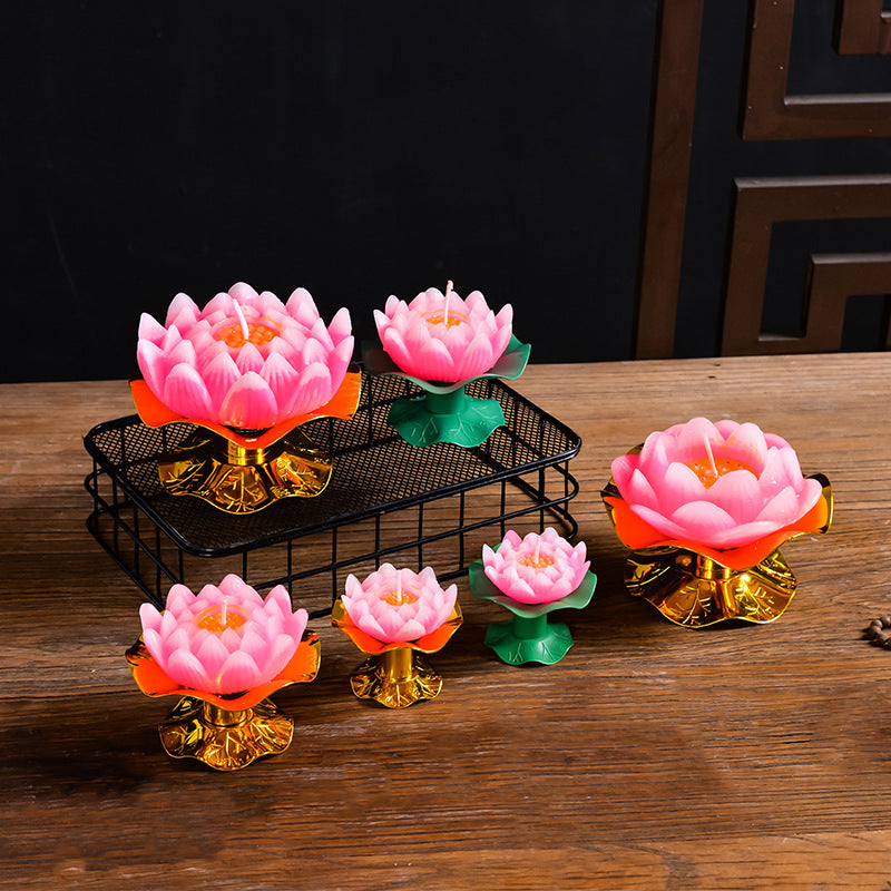 Lotus Candle Factory Wholesale Supplies Temple For Lamp Butter Lamp Green Foot Lotus Candle