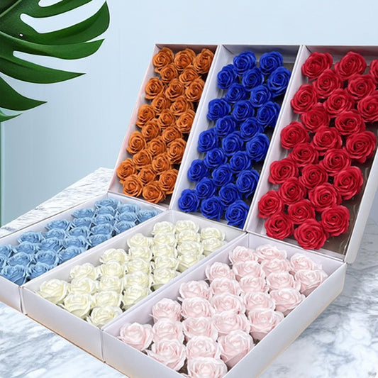 Manufacturer Wholesale Five-layer Rose Immortal Flower Box Gift Box Bouquet Soap Flower Decoration Material Multi-color Soap Flower Head