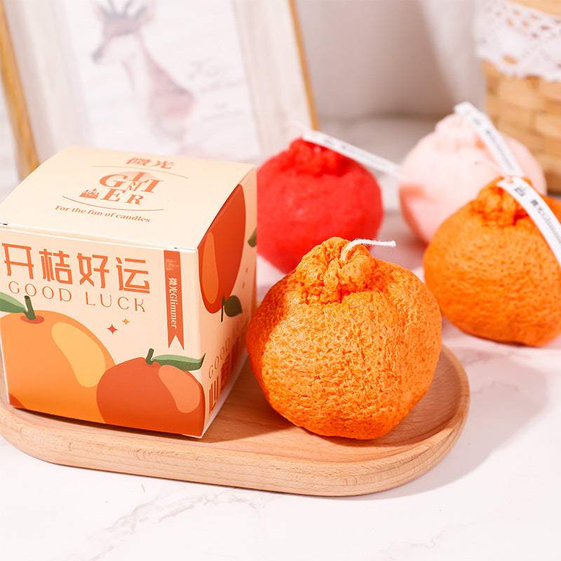 Wholesale Diy Ugly Orange Candle Gift Wedding Aromatherapy Accompanying Gift Big Orange Dali Fruit Shape Creative Candle