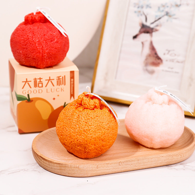 Wholesale Diy Ugly Orange Candle Gift Wedding Aromatherapy Accompanying Gift Big Orange Dali Fruit Shape Creative Candle