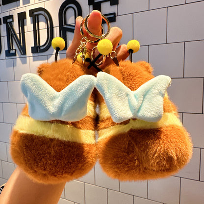 Cute Plush Bee Capybara Wings Vibrating Keychain Wholesale Capibala Foreign Trade Small Gift Doll Grab