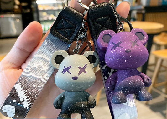 Creative Color Bear Key Chain Pendant Cute Cartoon Couple Car Key Chain Bag Ornaments Small Gifts Wholesale