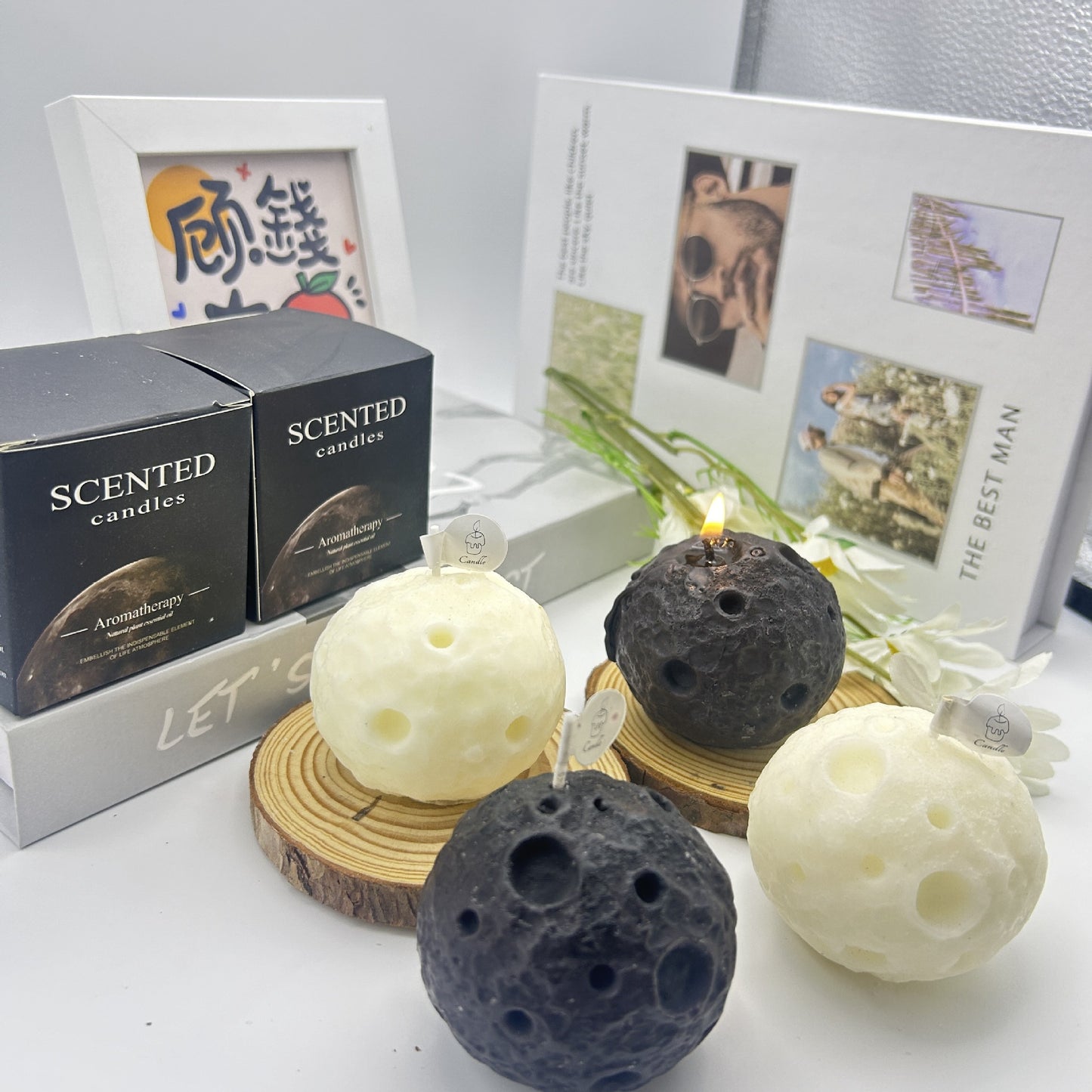 Moon Scented Candles Wholesale Mid-Autumn Festival Creative Hand Gift Candle Black Shape Scented Candles