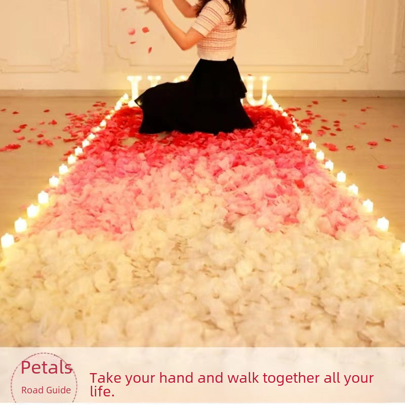 Rose Petals Wedding Hand-spread Flowers Wedding Room Layout Valentine's Day Confession Proposal To Create A Romantic Atmosphere