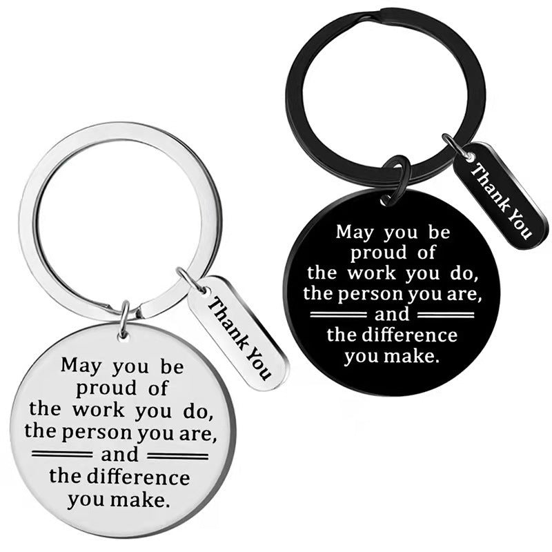 Stainless Steel Keychain Send Family Friends Colleagues Thanksgiving Inspirational Gifts