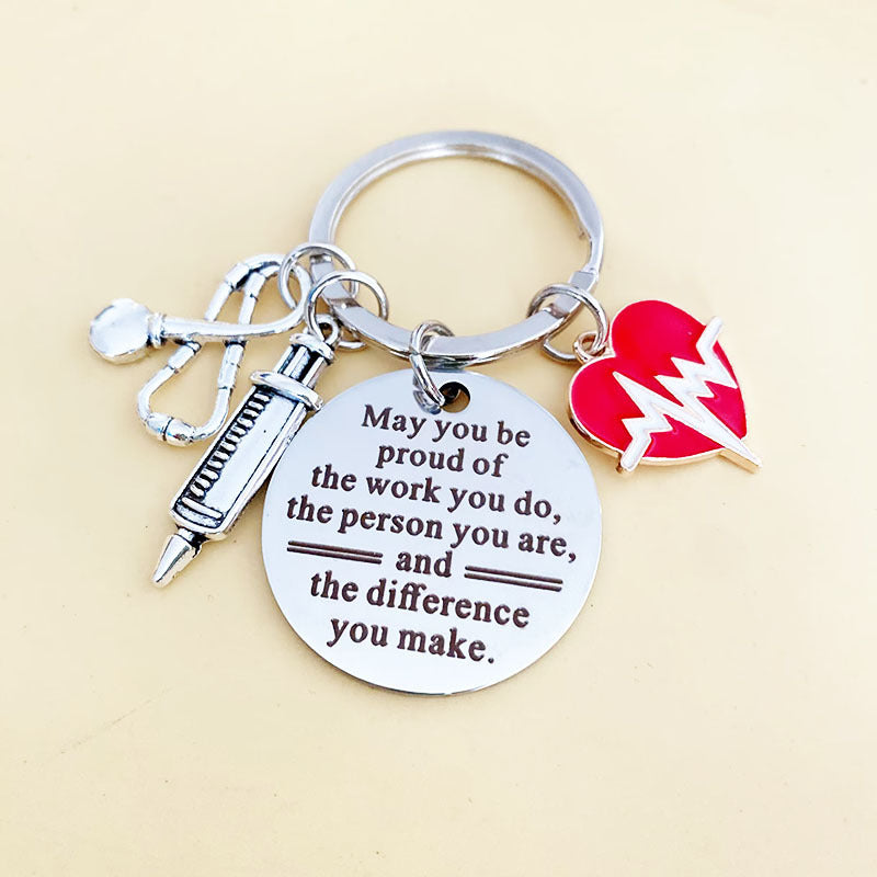 Stainless Steel Keychain Send Family Friends Colleagues Thanksgiving Inspirational Gifts