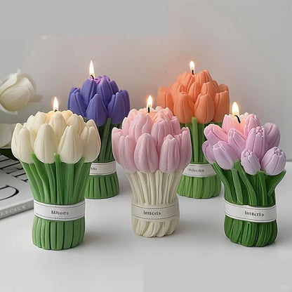 Korean-style Flower Bud Holding Scented Candle Tulip Flower Bouquet Candle Hand-held Wedding Ceremony