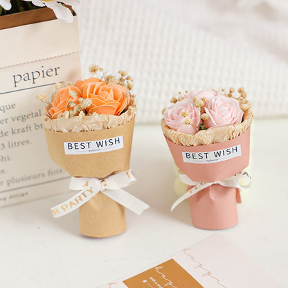 Rose Mini Bouquet Valentine's Day Gift To His Girlfriend Hand-held Gifts Gypsophila Dried Flowers Holiday Gift Wholesale