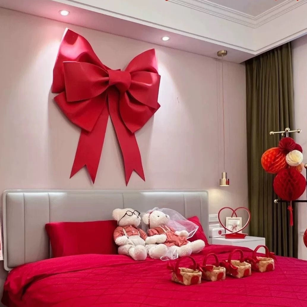 Internet Celebrity Ins Wedding Oversized Bow Decoration Wall Little Red Book Eva Bow Material Package Wedding Room Wedding Layout