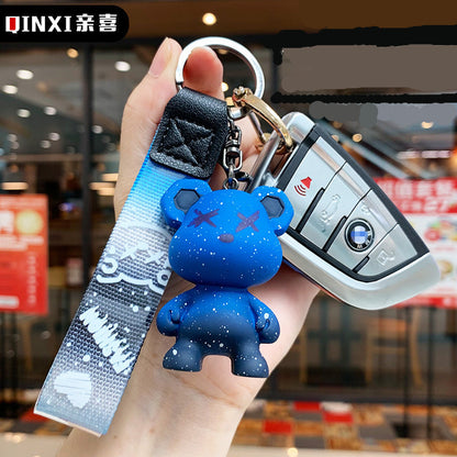 Creative Color Bear Key Chain Pendant Cute Cartoon Couple Car Key Chain Bag Ornaments Small Gifts Wholesale