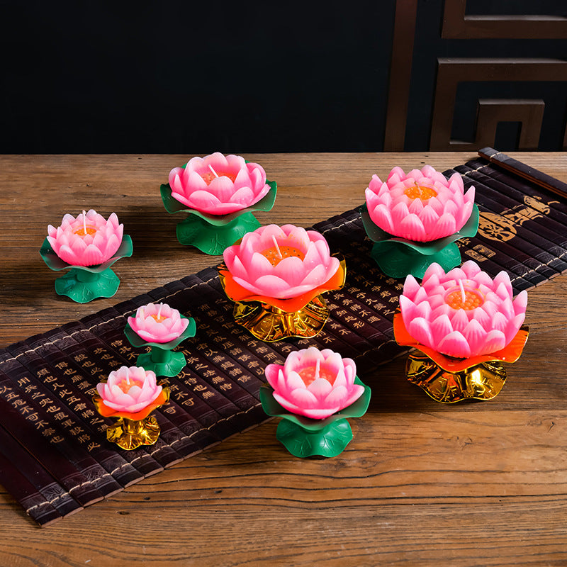 Lotus Candle Factory Wholesale Supplies Temple For Lamp Butter Lamp Green Foot Lotus Candle