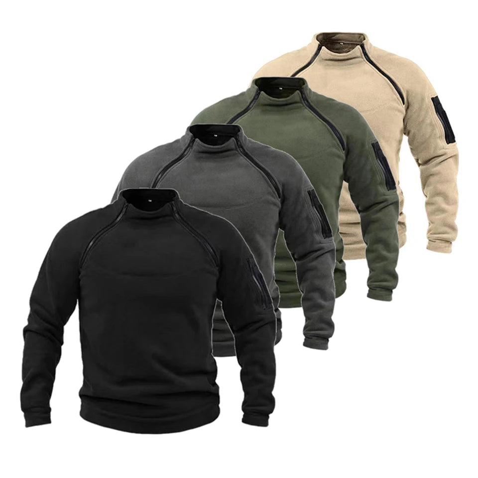 Men&#039;s Tactical Outdoor Fleece Jacket Clothes Warm Zippers Pullover Men Windproof Coat Thermal Hiking Sweatshirt