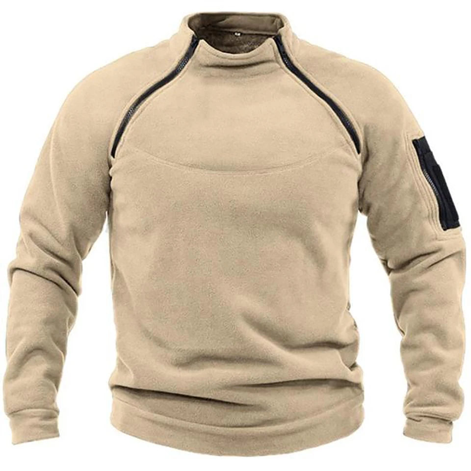 Men&#039;s Tactical Outdoor Fleece Jacket Clothes Warm Zippers Pullover Men Windproof Coat Thermal Hiking Sweatshirt