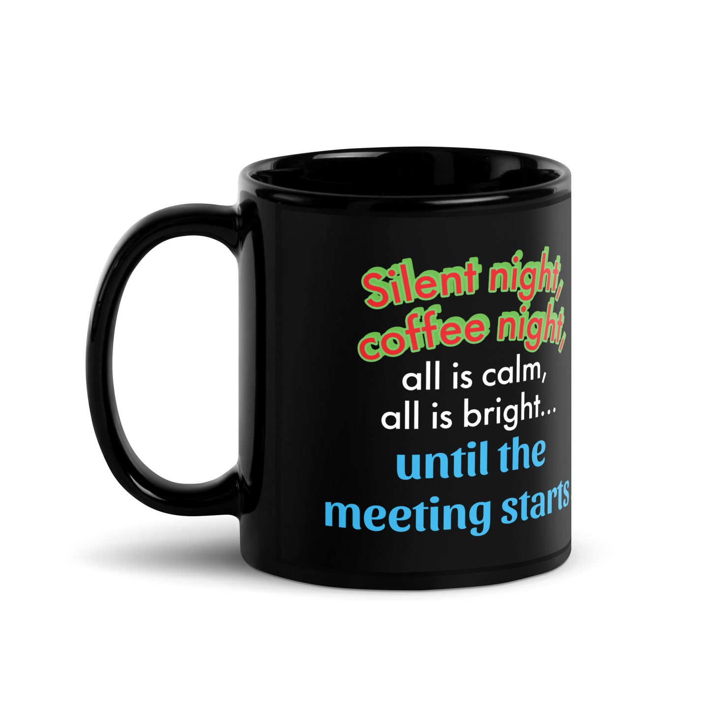 ZIPPX Office Christmas Print Black Glossy Mug