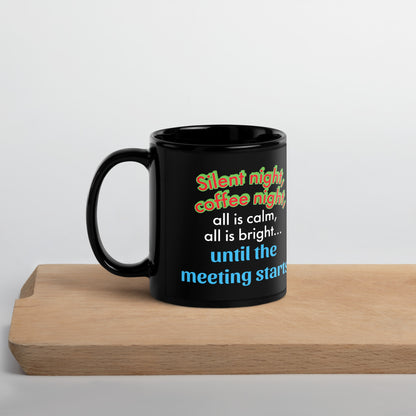 ZIPPX Office Christmas Print Black Glossy Mug