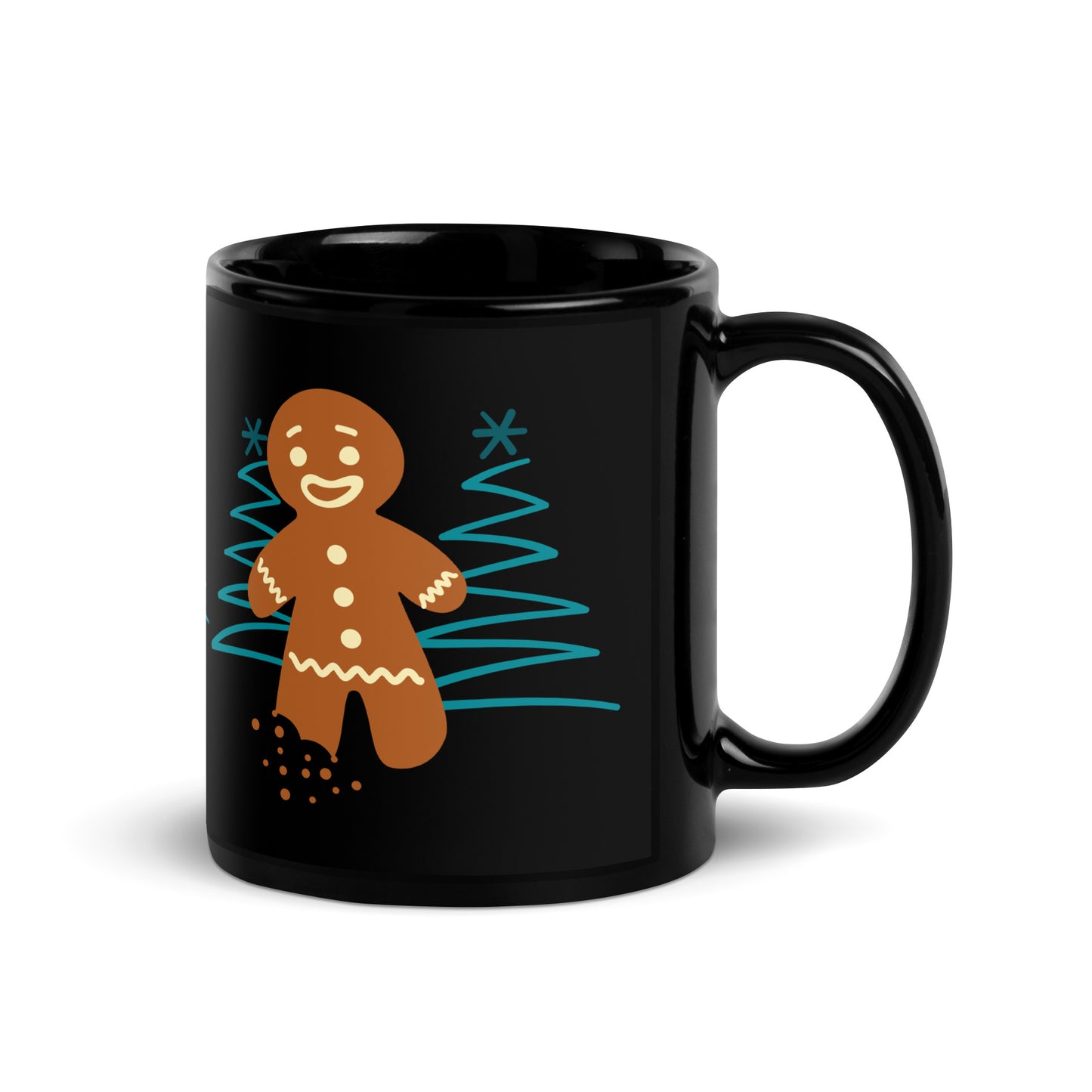 ZIPPX Office Christmas Print Black Glossy Mug