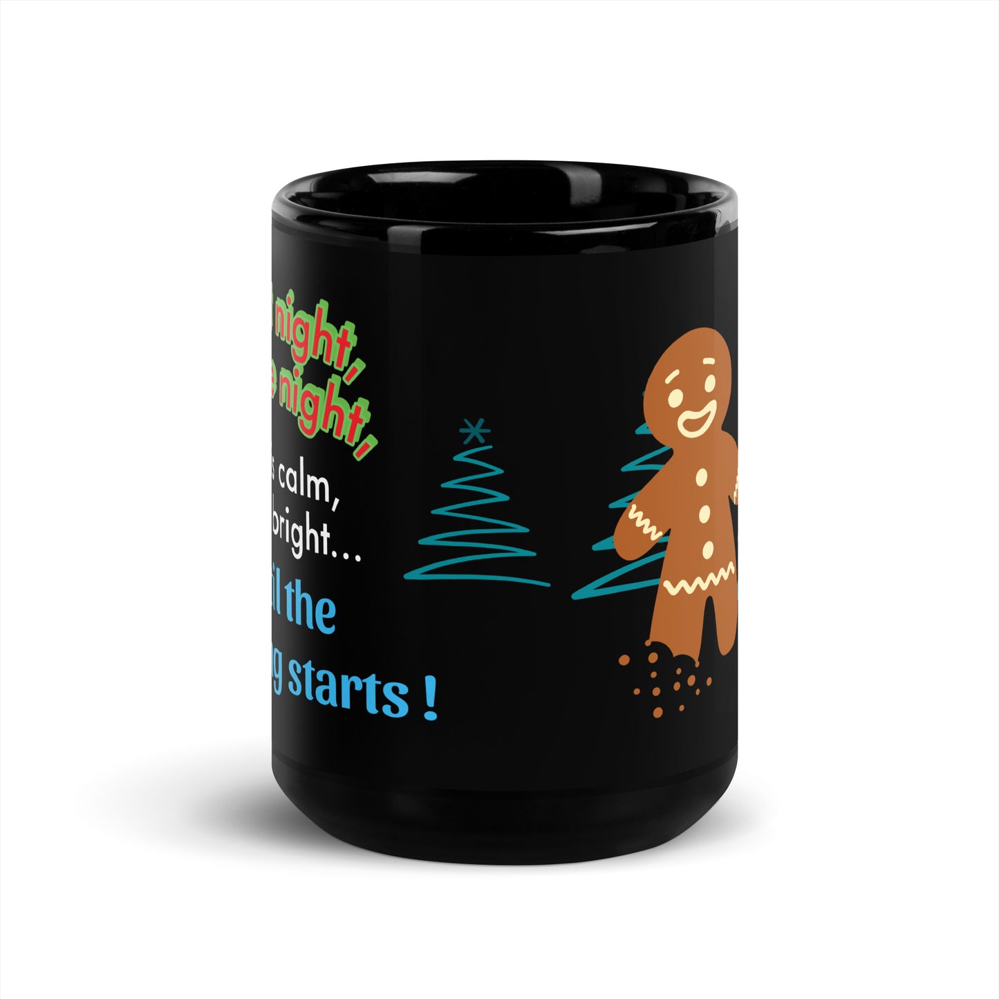 ZIPPX Office Christmas Print Black Glossy Mug