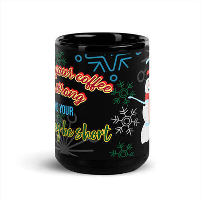 Snowman print, Black Glossy Mug