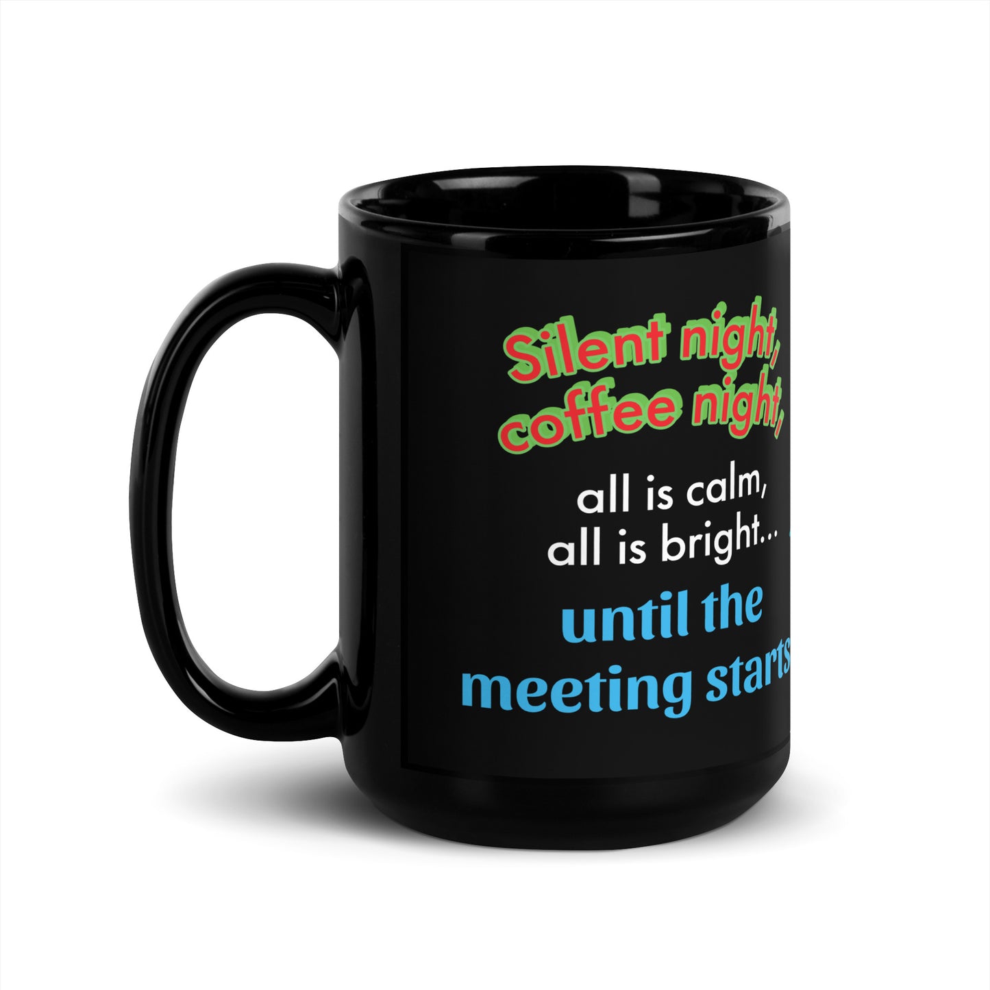 ZIPPX Office Christmas Print Black Glossy Mug