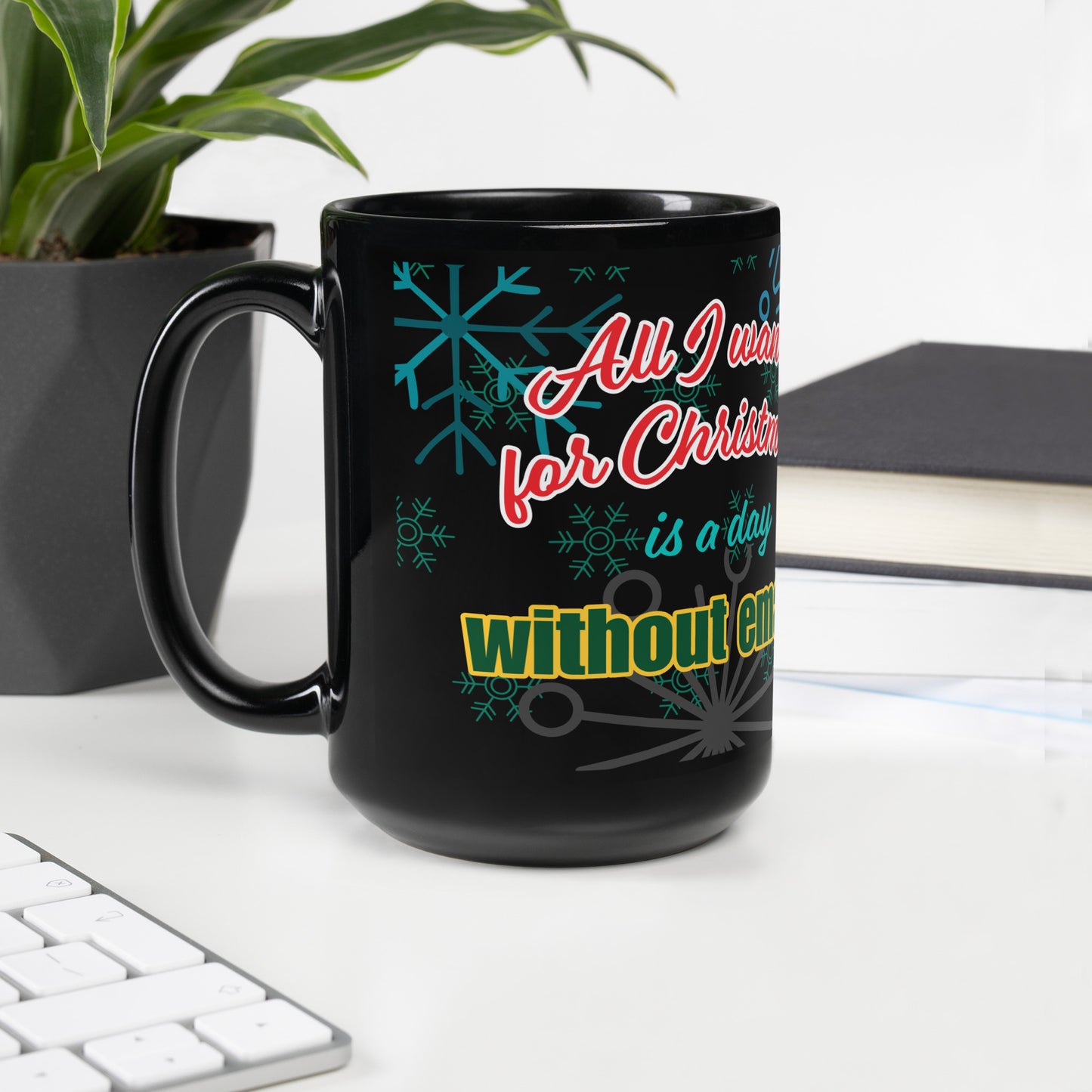 Elf Print, Black Glossy Mug