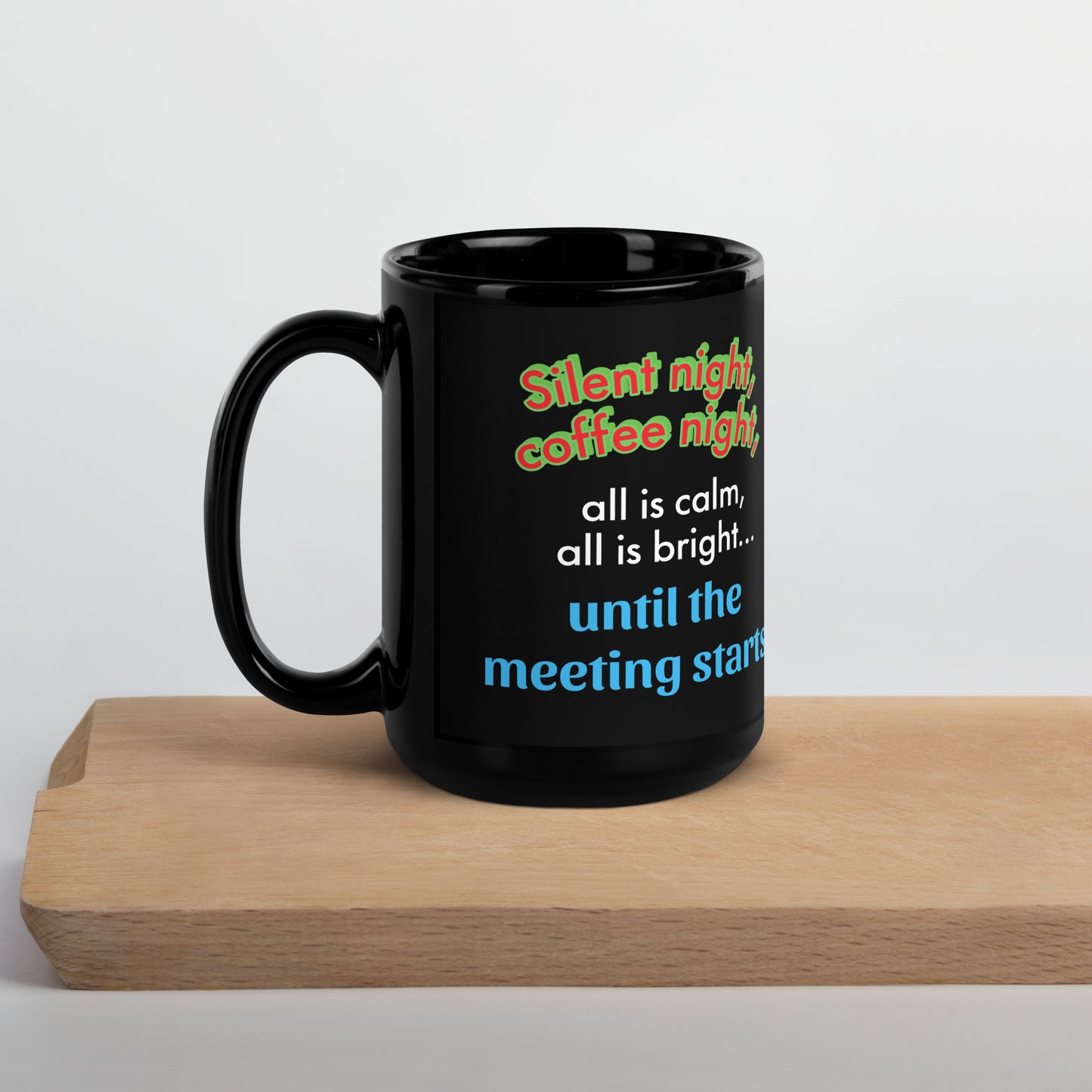 ZIPPX Office Christmas Print Black Glossy Mug