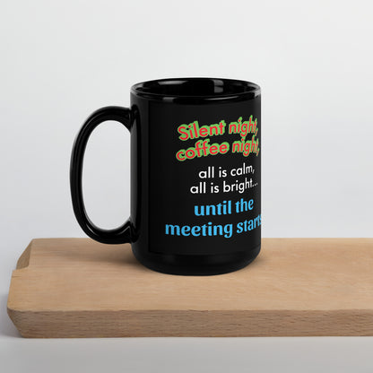 ZIPPX Office Christmas Print Black Glossy Mug