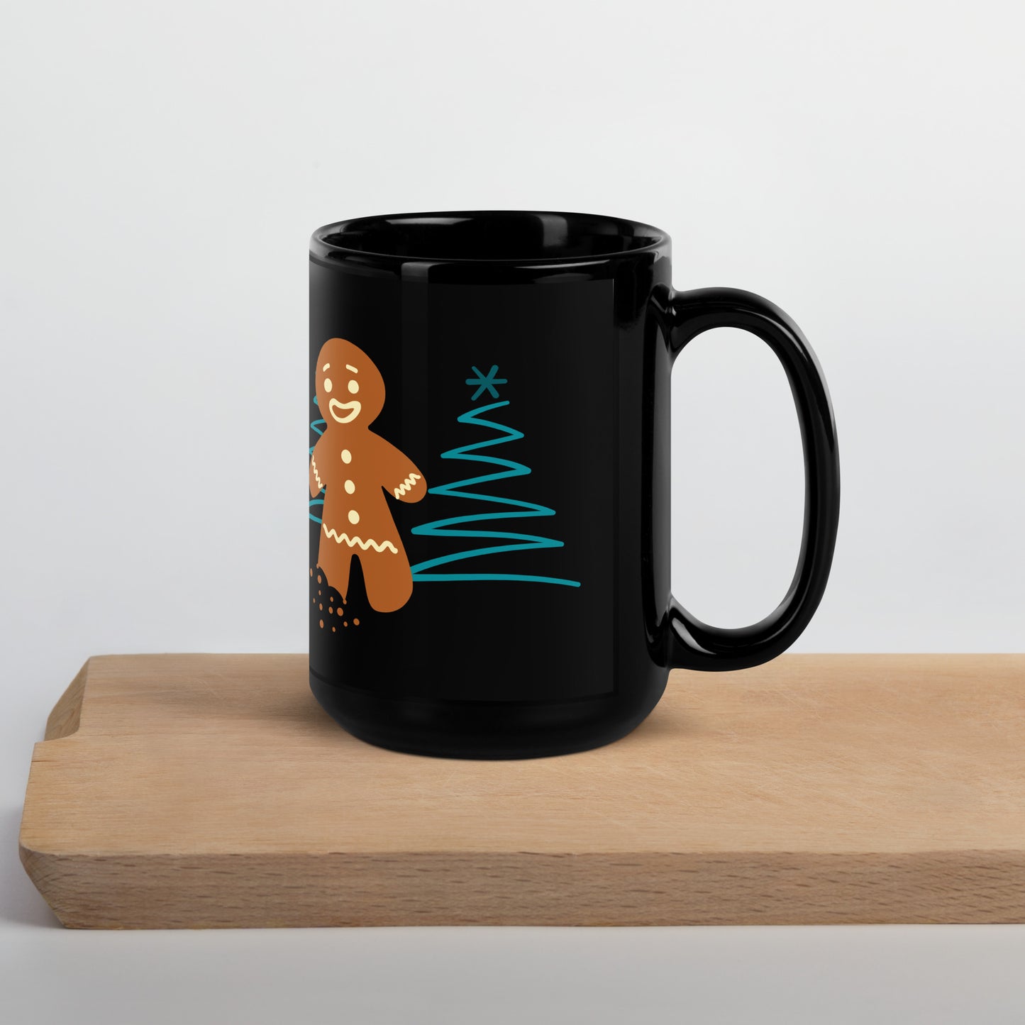 ZIPPX Office Christmas Print Black Glossy Mug