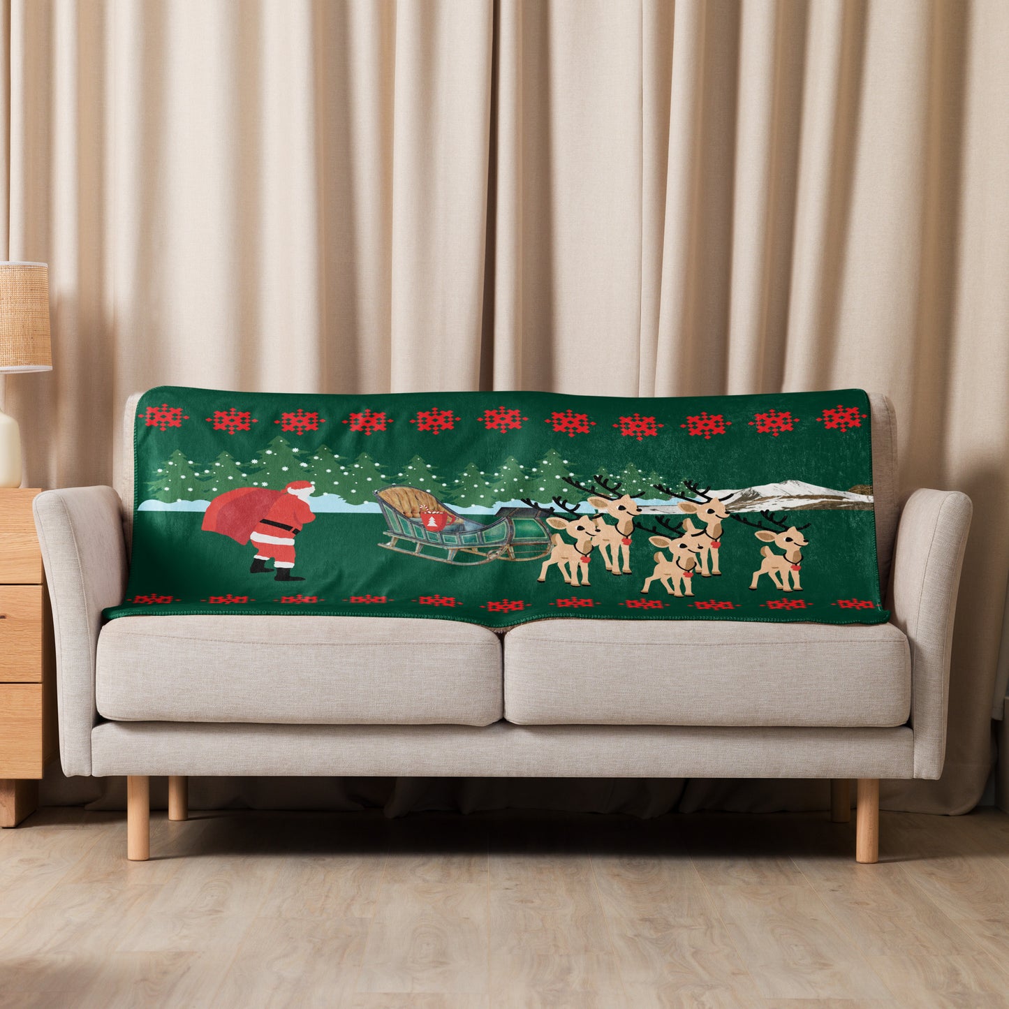 ZIPPX Jolly Sleigh Ride Sherpa blanket