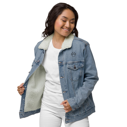 ZIPPX Bear Paw print, Denim Sherpa Jacket